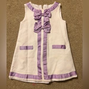 Miranda toddler girl purple and white bow dress